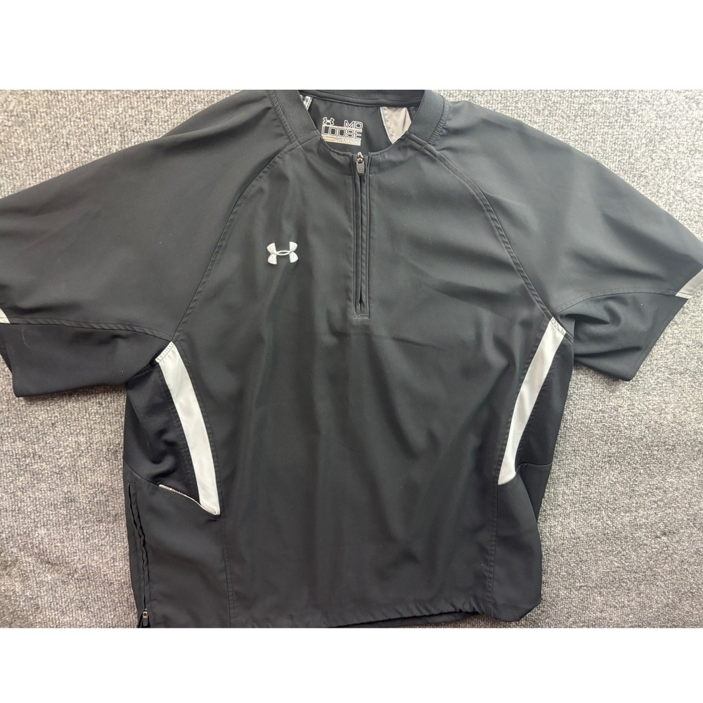 Under Armour Windshirt Mens Medium Black Short Sleeve 1/4 Zip Pullover 67409